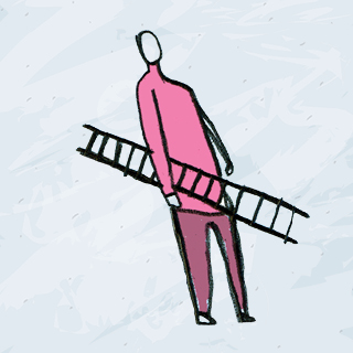 Art - man with ladder - tile