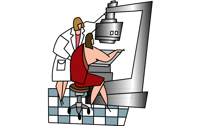 illustration of woman getting a mammogram