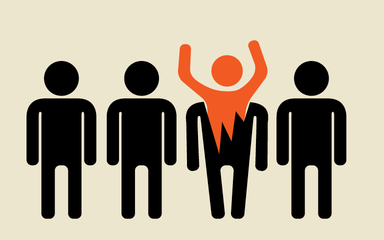 illustration: person emerging out of human shell