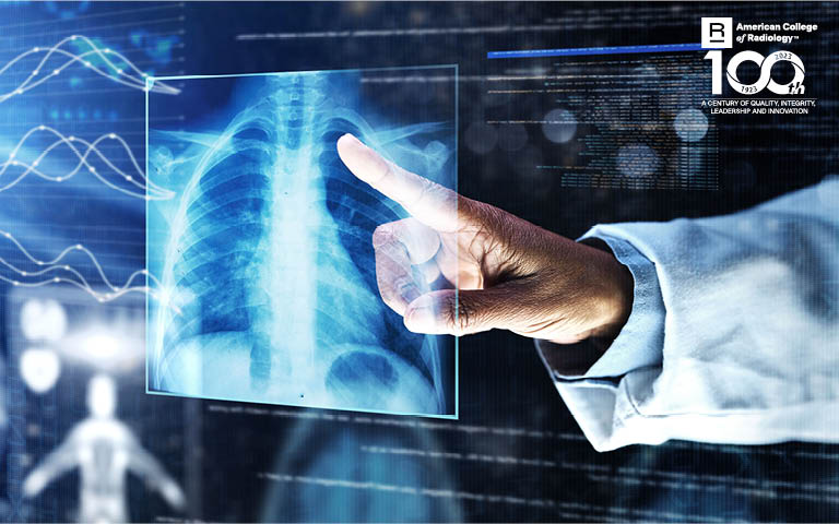 Photo illustration of doctor using future imaging technology