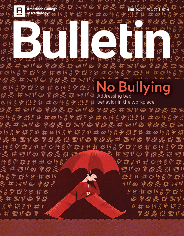 June 2023 Bulletin Cover — Man walking under umbrella protecting him from language