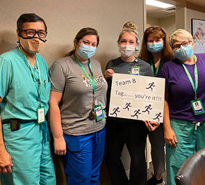 Smetherman (fourth from left) was part of “Team A,” which helped keep Oschner operating during Hurricane Ida. The hurricane made landfall as a Category 4 on Aug. 29, 2021, 16 years to the day after Hurricane Katrina.