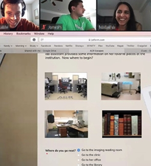 Participants take part in the virtual escape room.