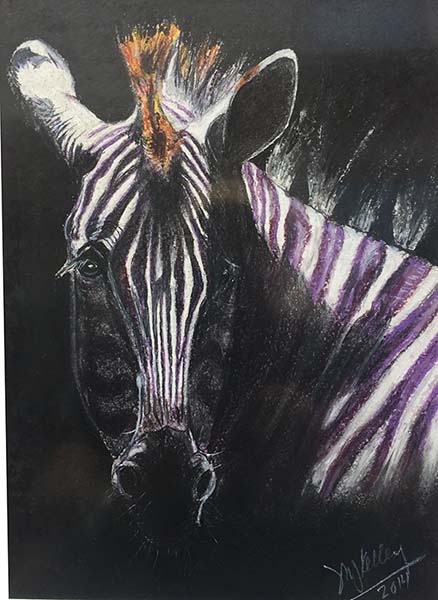 oil painting of the head of a zebra